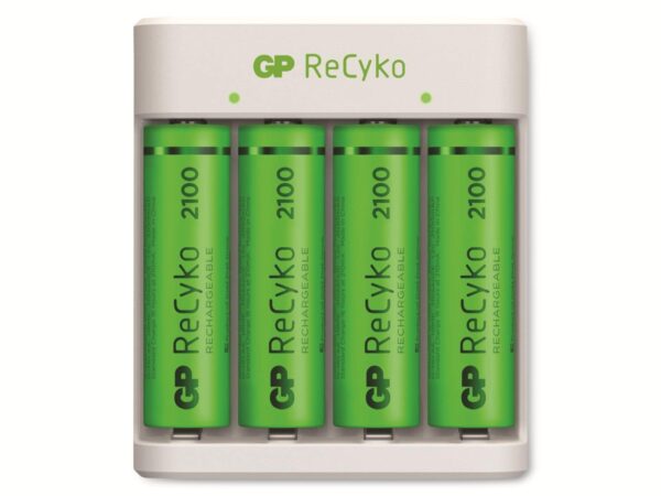 GP USB Ladegerät E411 inkl. 4x 2100mAh NiMH-Mignon-Akku