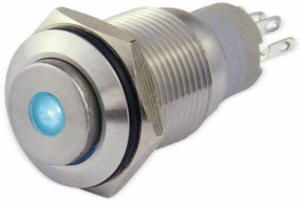 Metalltaster 16 mm mit LED Punktbel. blau