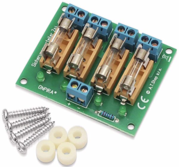 Stromverteiler Platine 4-fach mit Sicherungen
