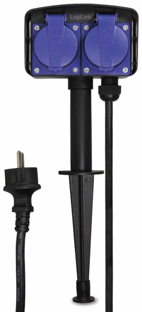 LogiLink Gartensteckdose mit Erdspieß LPS214 2-fach IP44