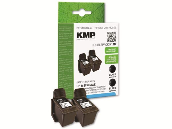 KMP Tintenpatronen-Set kompatibel für 2x HP 56 (C6656AE)